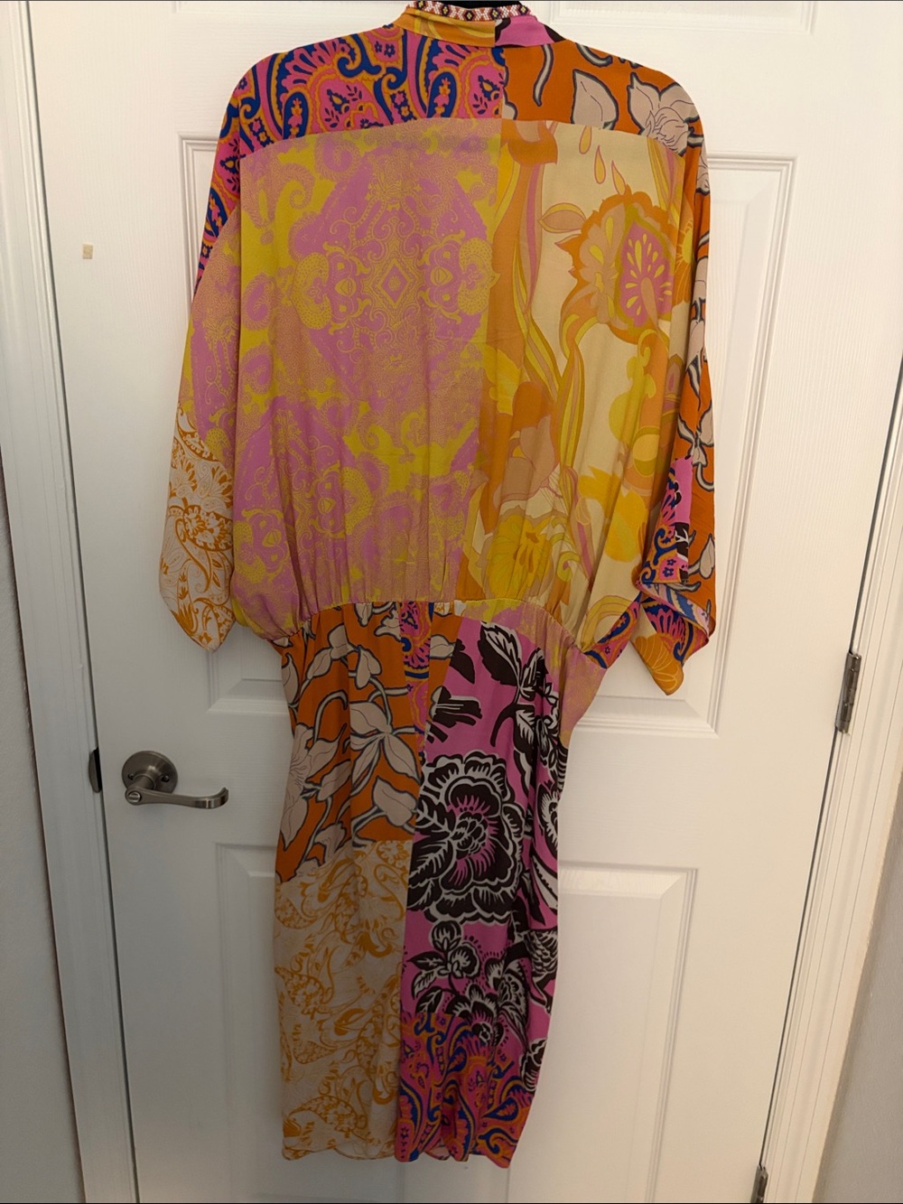 Zara Boho Mixed-Print Kimono-Style Dress- Pink & Orange - Picture 3 of 4